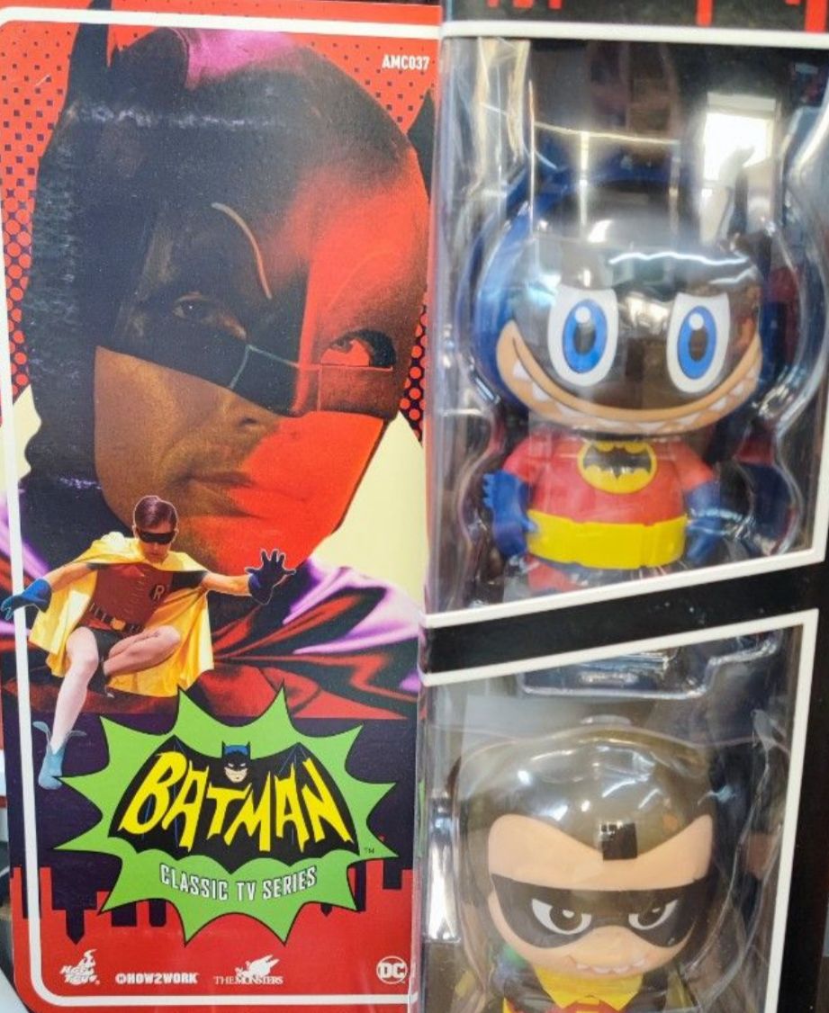AMC037 Thai Version🔥Hottoys x how2work x the monster BATMAN classic tv series - Batman labubu and robin yaya artist mix figures (the monsters series by kasing lung)