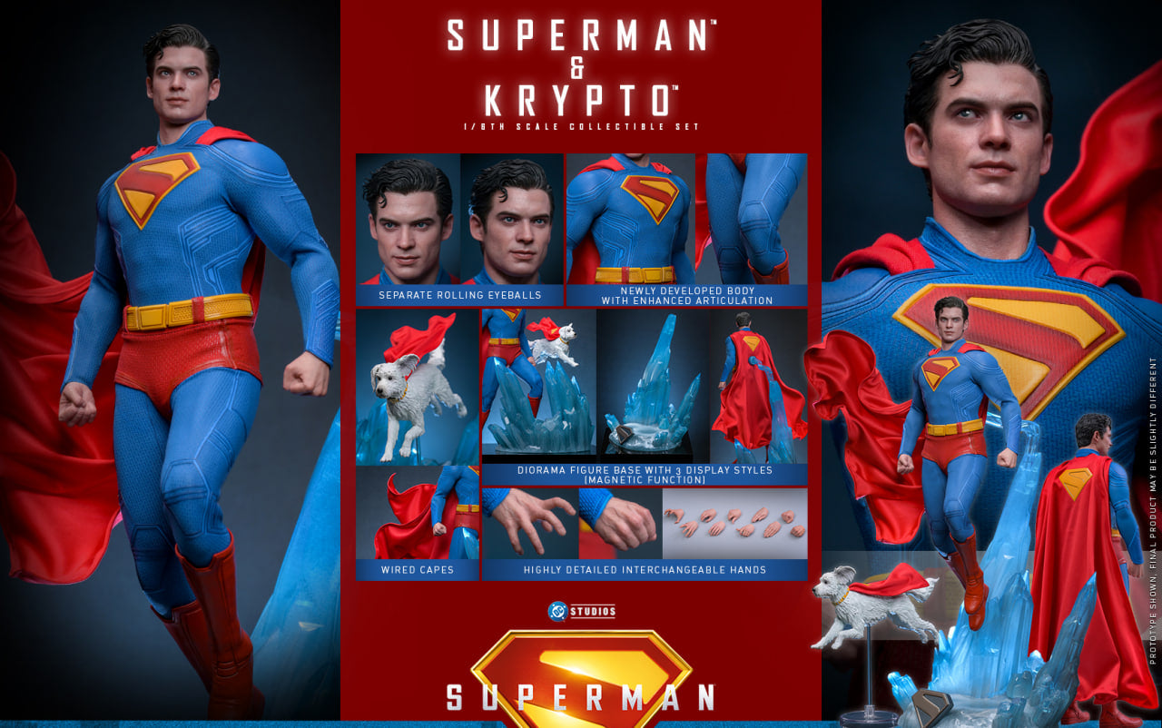 READY🔥Hot Toys MMS812 Superman 1/6th Scale Superman & Krypto Collectible Set