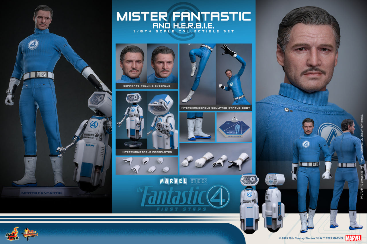 Preorder🔥Hot Toys MMS822B The Fantastic Four: First Steps 1/6th scale Mister Fantastic and H.E.R.B.I.E. Collectible Set Special Edition