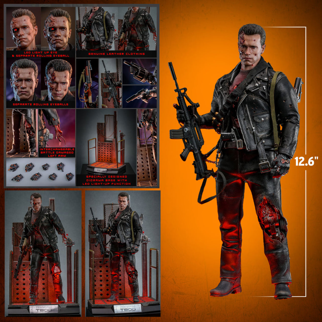 🔥Hot Toys DX46 Terminator 2: Judgment Day T-800 (Battle Damaged Version 2.0) 1/6th scale Collectible Figure
