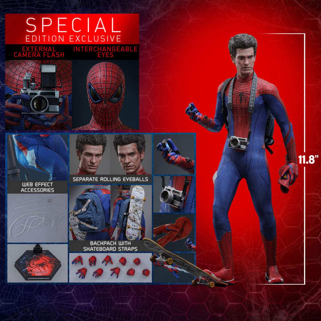 🔥Hot Toys MMS771 MMS771B The Amazing Spider-Man 1/6th Scale The Amazing Spider-Man Collectible Figure (Collector Edition) (Special Edition)