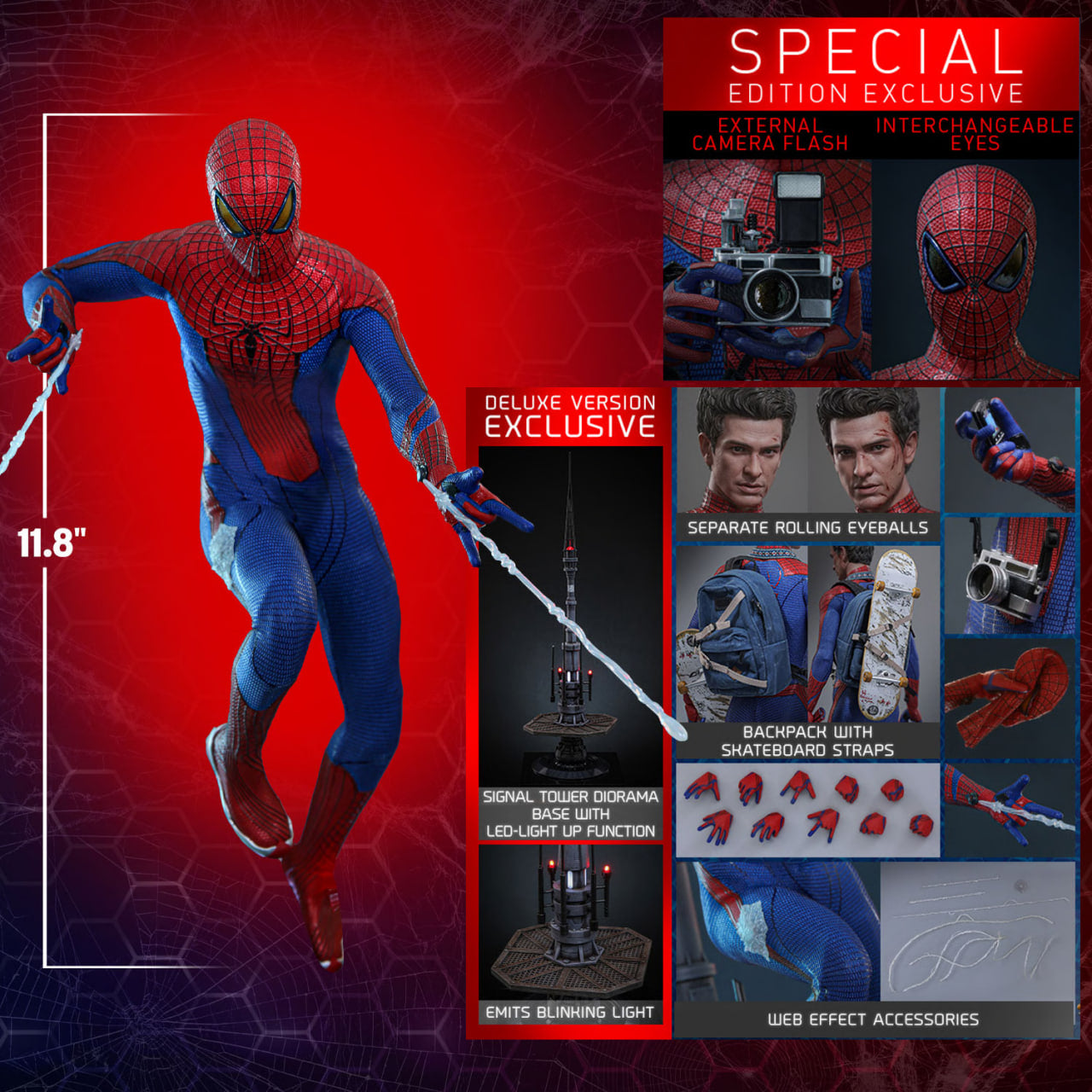 🔥Hot Toys MMS772 MMS772B The Amazing Spider-Man 1/6th Scale The Amazing Spider-Man Collectible Figure (Deluxe Version) (Deluxe & Special Edition)