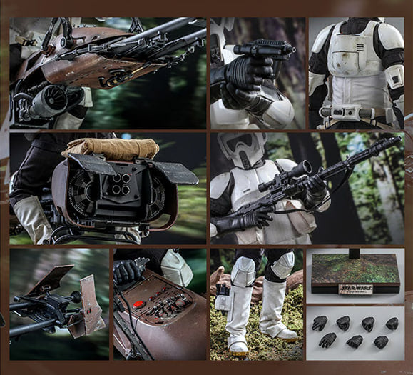 🔥Hot Toys MMS612 STAR WARS RETURN OF THE JEDI 1/6 SCOUT TROOPER AND SPEEDER