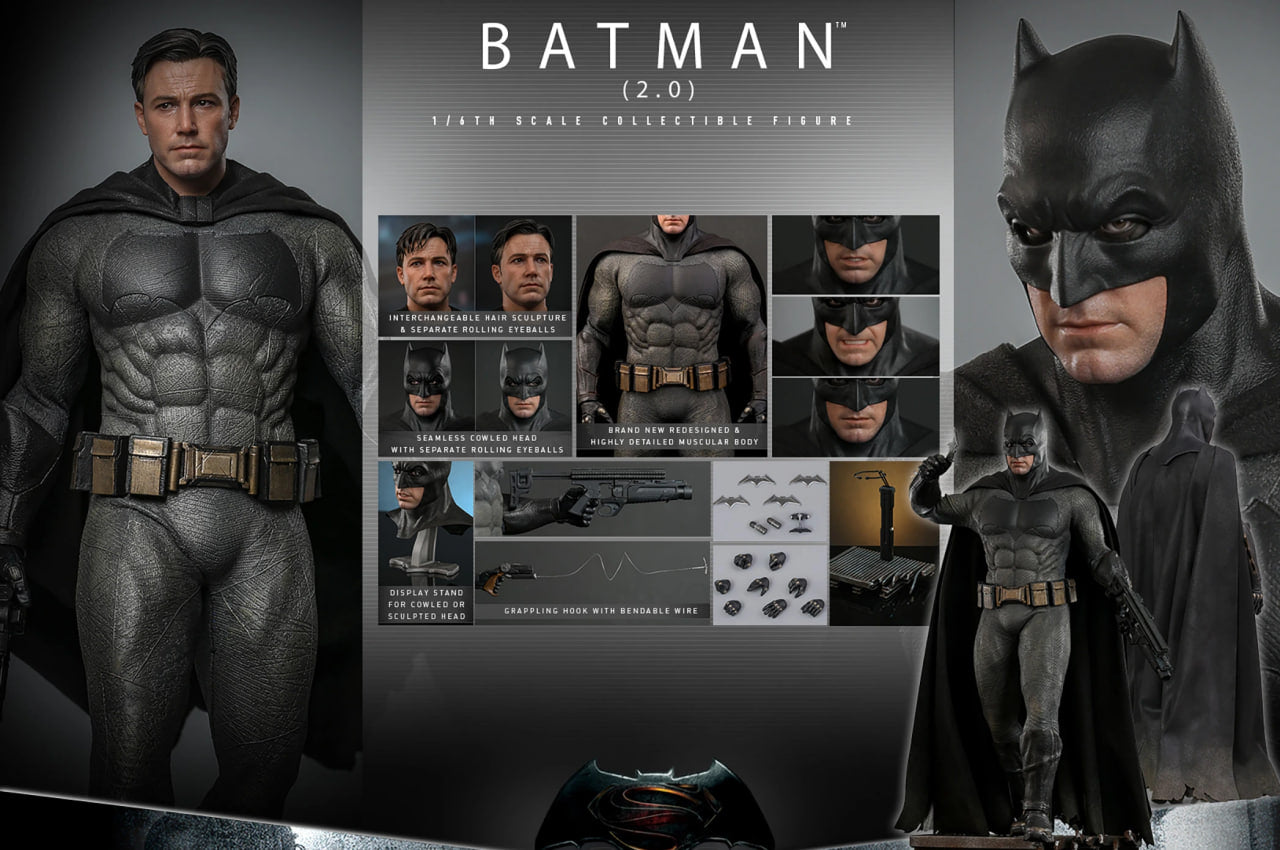 READY🔥Hot Toys MMS731 Batman v Superman: Dawn of Justice - 1/6th scale Batman (2.0) Collectible Figure (Regular Version)