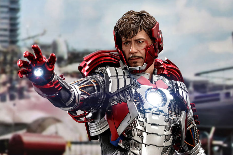 🔥Hot Toys MMS599 Iron Man 2 1/6 Tony Stark (Mark V Suit up Version)