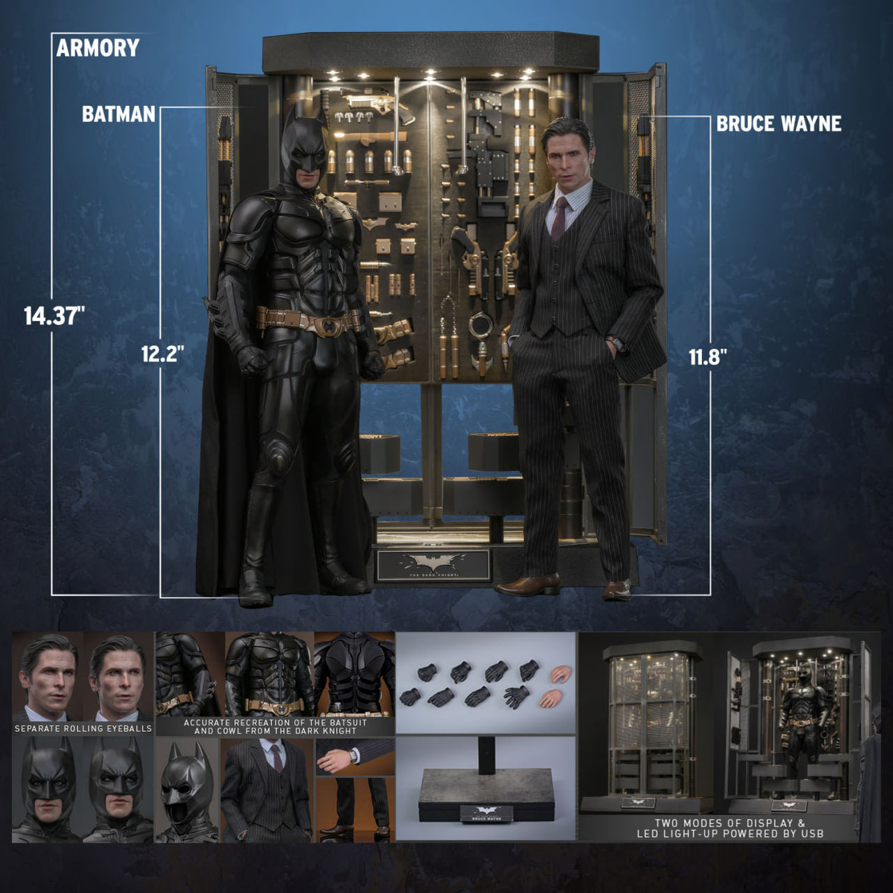 Preorder🔥Hot Toys MMS750 Batman The Dark Knight - 1/6th scale Batman Armory with Bruce Wayne (2.0) Collectible Set