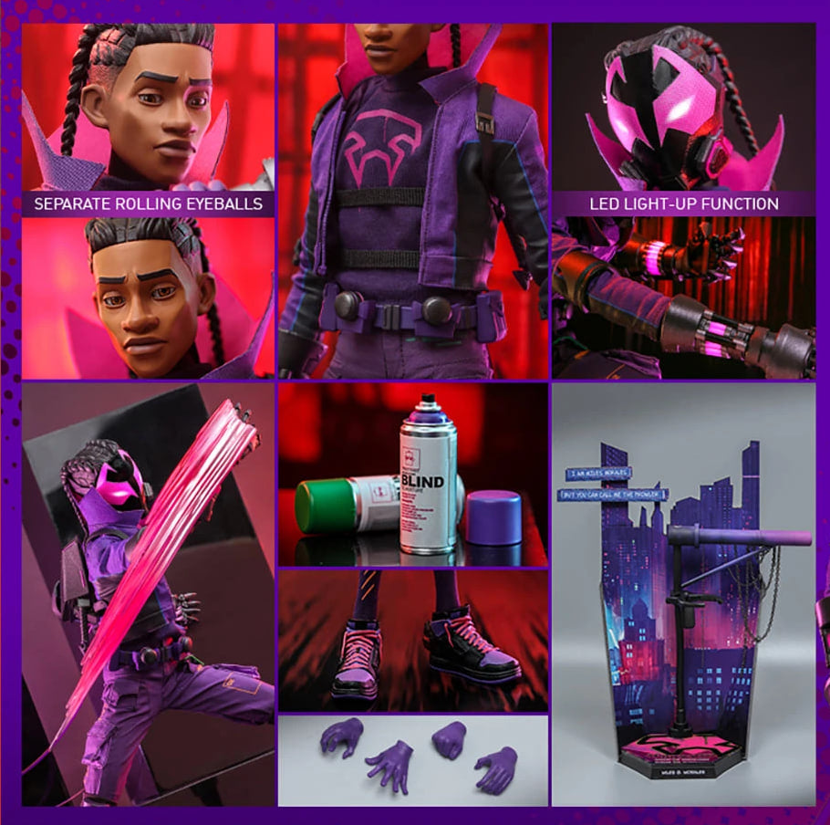 READY🔥Hot Toys MMS725 Spiderman Across the Spider-Verse Miles G. Morales 1/6 Scale Collectible Figure Normal Version