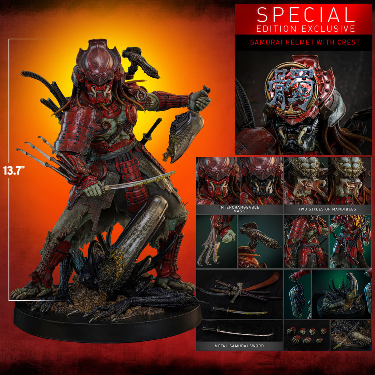 Preorder🔥Hot Toys AC06B Alien vs Predator 1/6th Scale Akaoni Samurai Predator Collectible Figure Special Edition