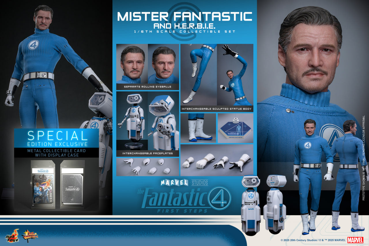 Preorder🔥Hot Toys MMS822B The Fantastic Four: First Steps 1/6th scale Mister Fantastic and H.E.R.B.I.E. Collectible Set Special Edition