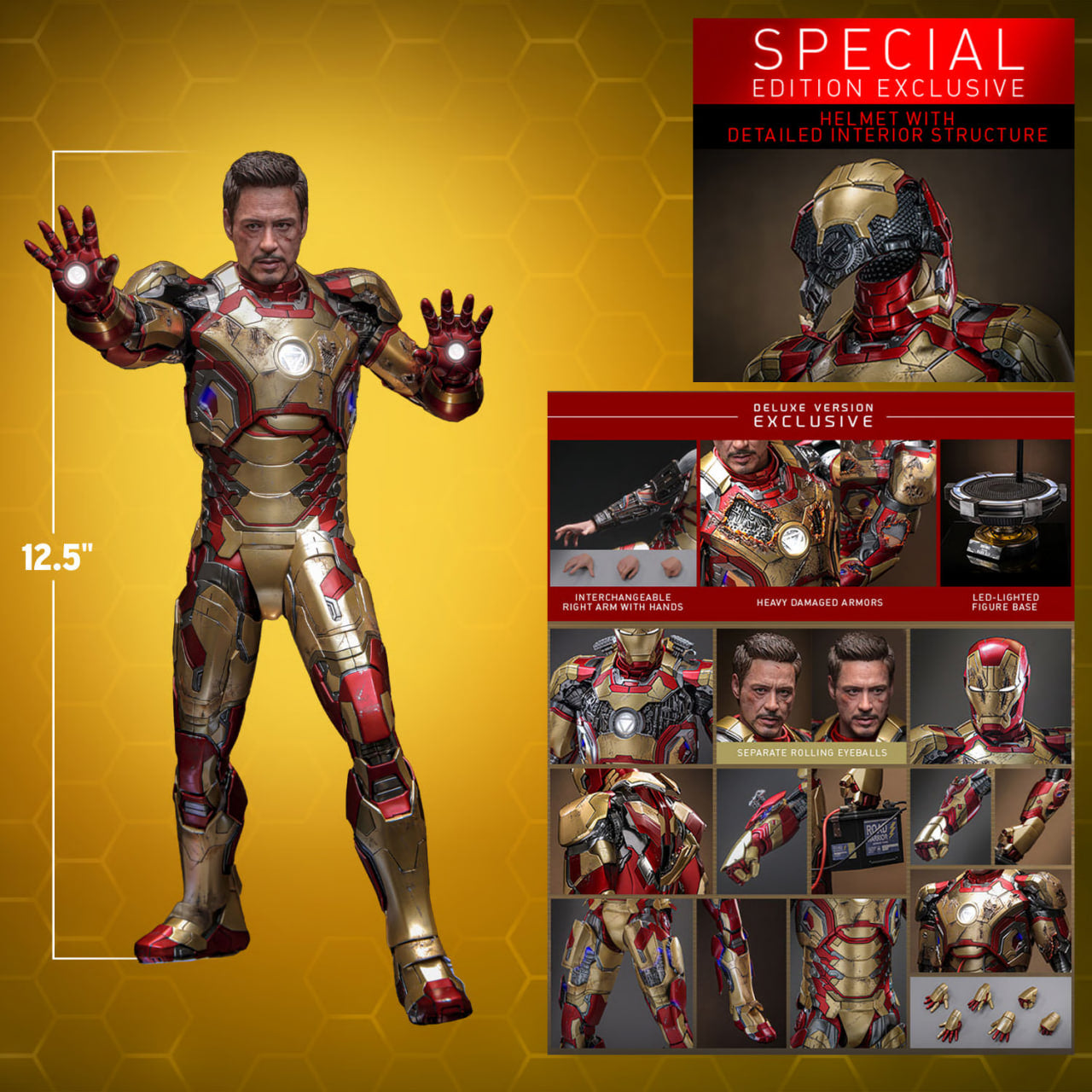Preorderš„Hot Toys MMS759D66B Marvel Ironman 3 Ironman Mark 42 (2.0) 1/6 Scale Collectible Figure (Deluxe Version) Special Edition