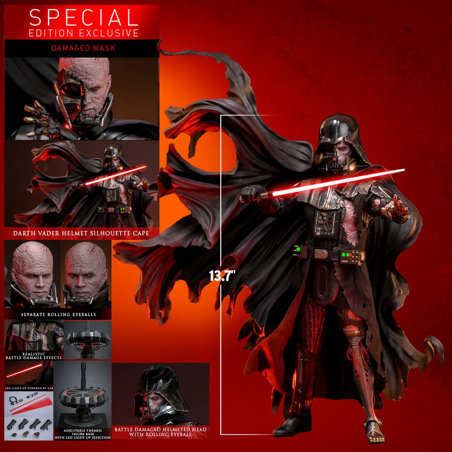 READY🔥DX45 DX45B STAR WARS DARTH VADER (BATTLE DAMAGED) (DELUXE VERSION) Special Edition 1/6TH SCALE COLLECTIBLE FIGURE