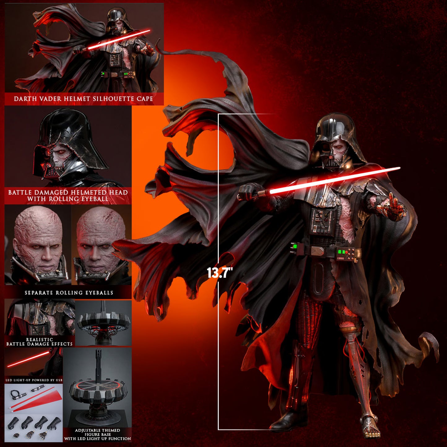 READY🔥DX45 DX45B STAR WARS DARTH VADER (BATTLE DAMAGED) (DELUXE VERSION) Special Edition 1/6TH SCALE COLLECTIBLE FIGURE