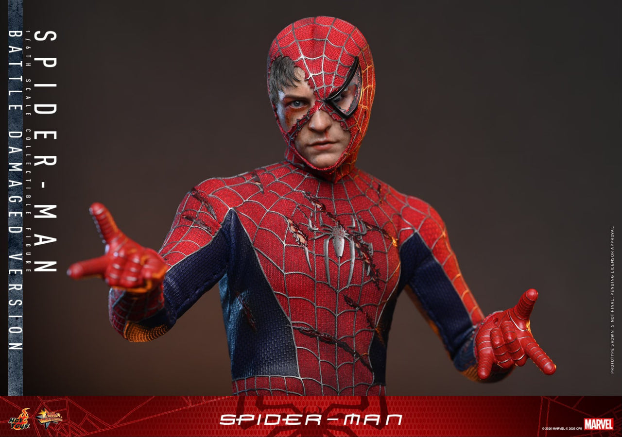 Preorder🔥Hot Toys MMS859 Spider-Man 1/6th scale Spider-Man (Battle Damaged Version) Collectible Figure