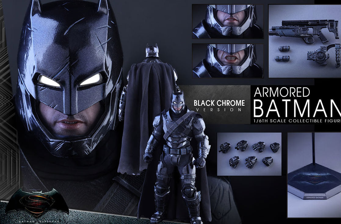 🔥Hot Toys MMS356 BATMAN V SUPERMAN 1/6 Armored Batman Black Chrome Version