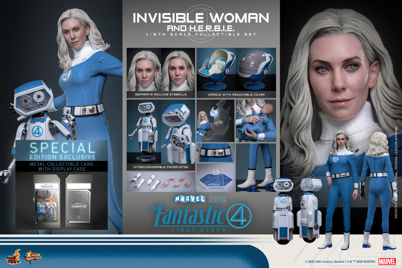 Preorder🔥Hot Toys MMS824B The Fantastic Four: First Steps 1/6th scale Invisible Woman and H.E.R.B.I.E. Collectible Set Special Edition