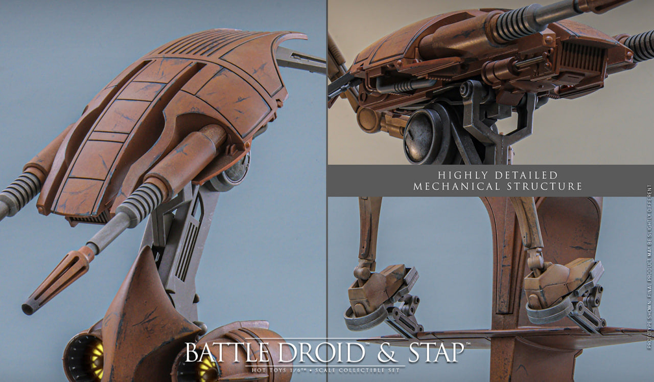 Preorder🔥Hot Toys MMS887 Star Wars: The Phantom Menace - 1/6th scale Battle Droid & STAP Collectible Set