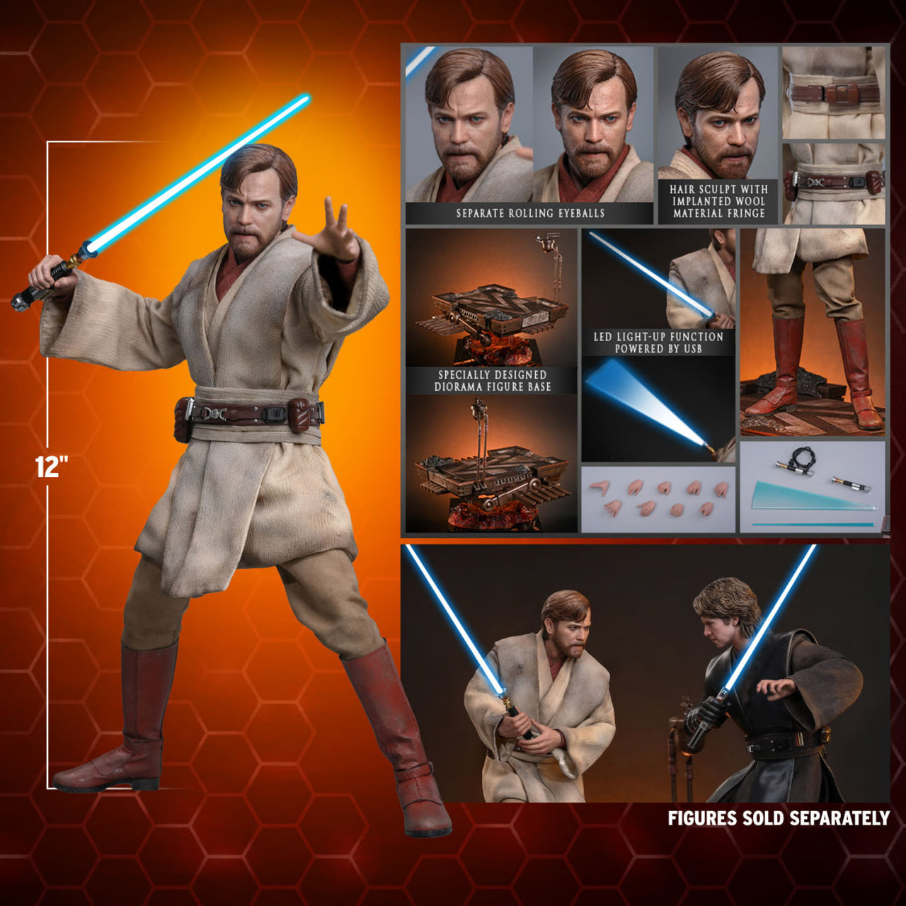 🔥Hot Toys MMS843 Star Wars: Revenge Of The Sith - Obi-Wan Kenobi (Mustafar) 1/6th Scale Collectible Figure