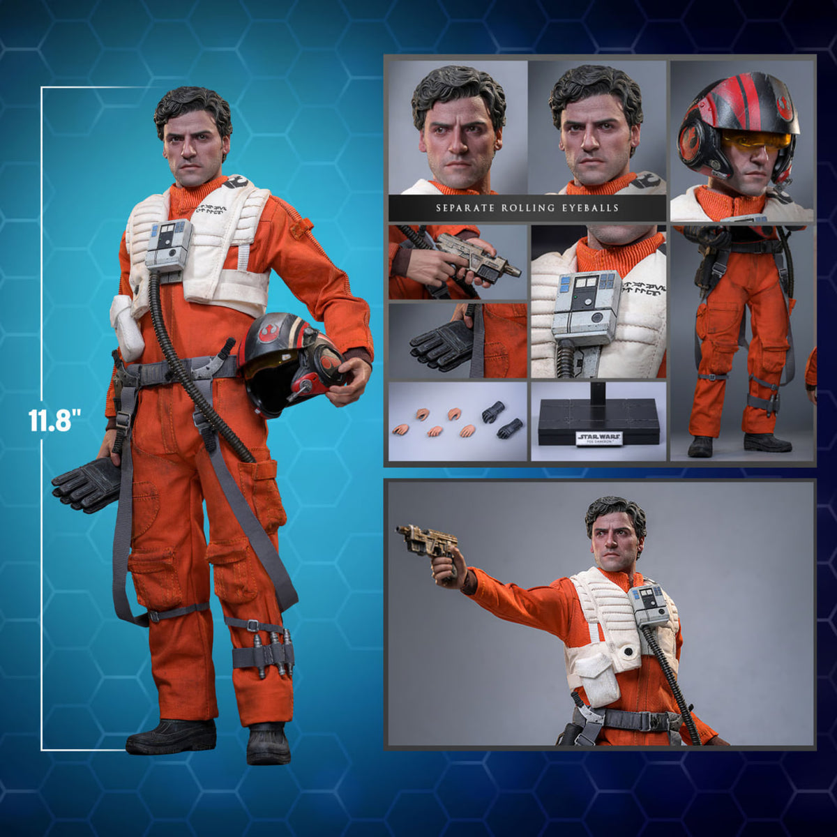 READY🔥Hot Toys MMS806 Star Wars The Force Awakens 1/6th scale Poe Dameron Collectible Figure