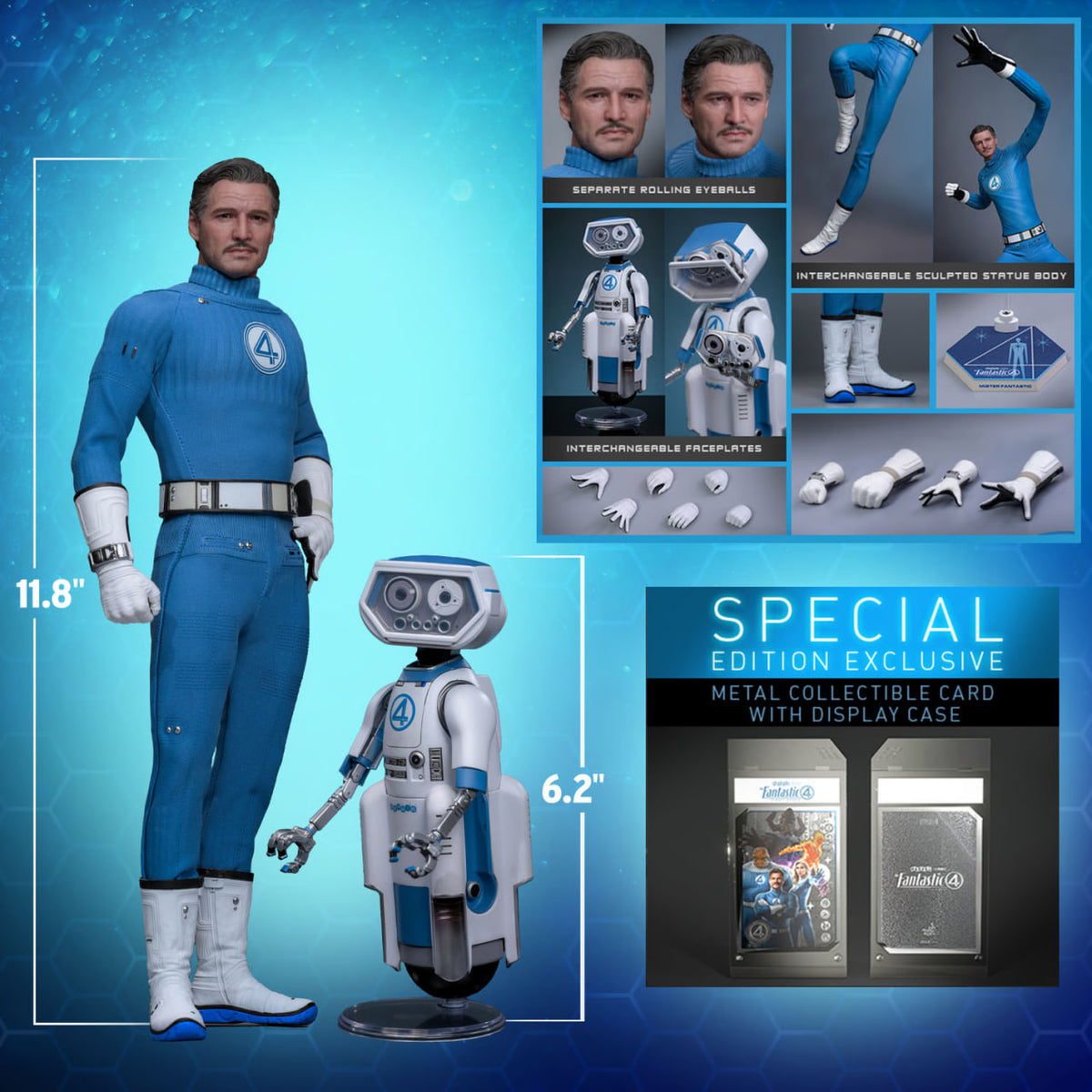READY🔥Hot Toys MMS822B The Fantastic Four: First Steps 1/6 Mister Fantastic and H.E.R.B.I.E. Collectible Set Special Edition