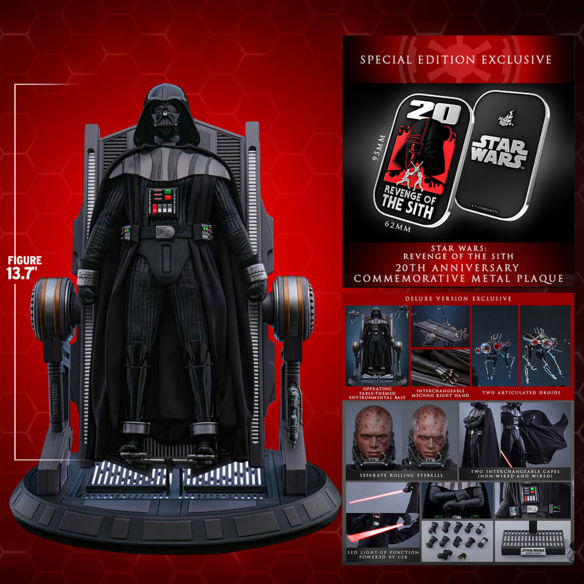 READY🔥Hot Toys MMS811B Star Wars: Revenge of the Sith 1/6 Darth Vader (Deluxe Version) (Special Edition)