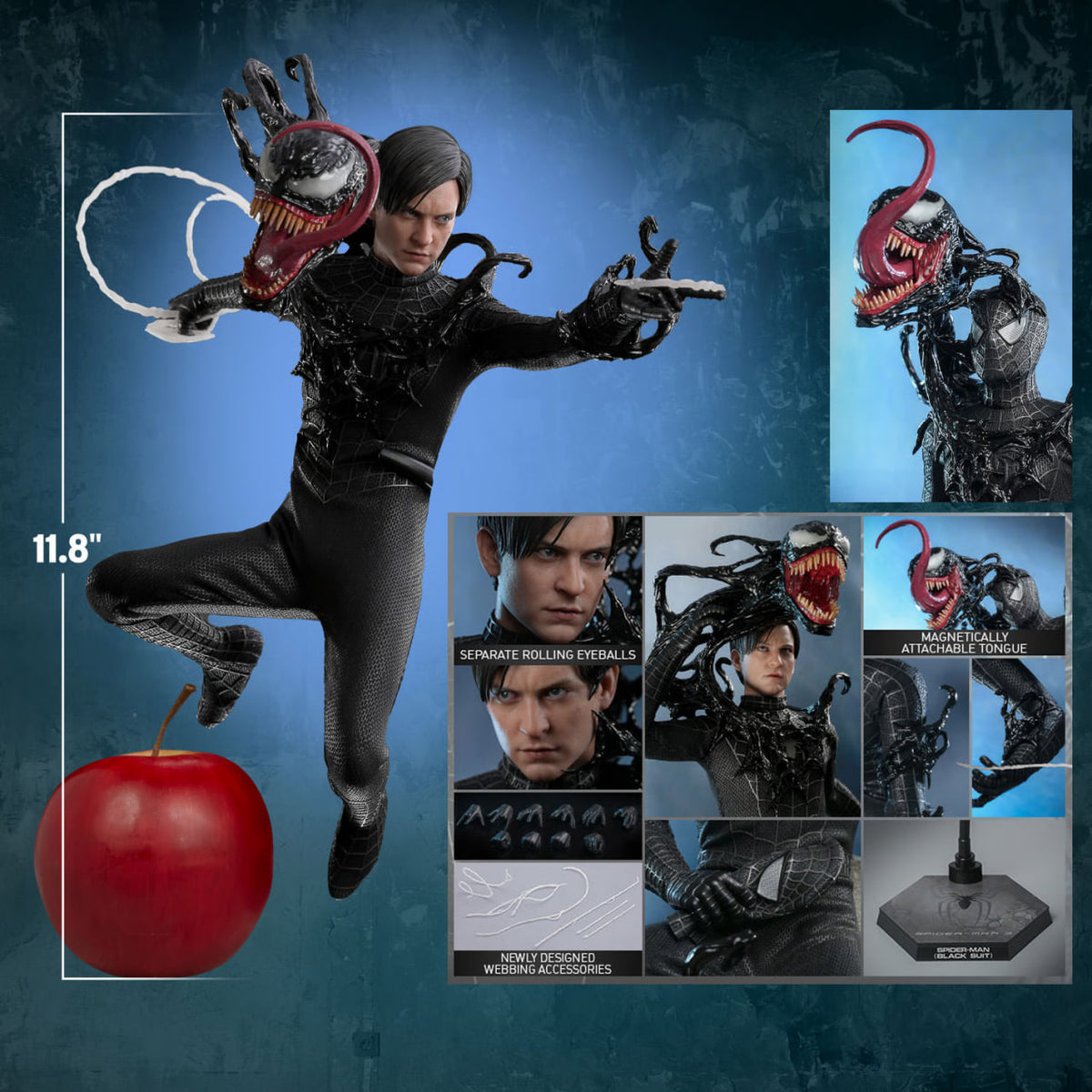 READY🔥Hot Toys MMS727 Spider-Man 3 1/6 Spider-Man (Black Suit) Regular