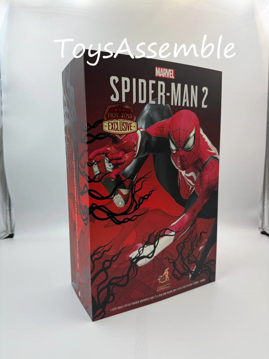 Pre-Owned(95% New)🔥Hot Toys VGM66 Marvel’s Spider-Man 2 Peter Parker (Advanced Suit 2.0) (Red and Black Suit Style) 1/6 Scale Collectible Figure (Limited 500 Pieces in Hong Kong)