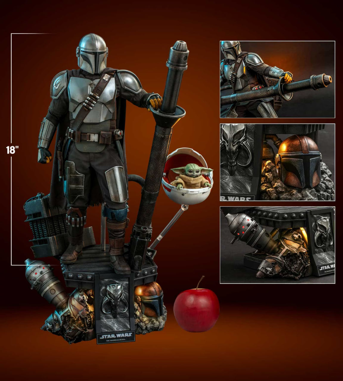 🔥Hot Toys QS017 STAR WARS 1/4 THE MANDALORIAN & THE CHILD Deluxe Ver