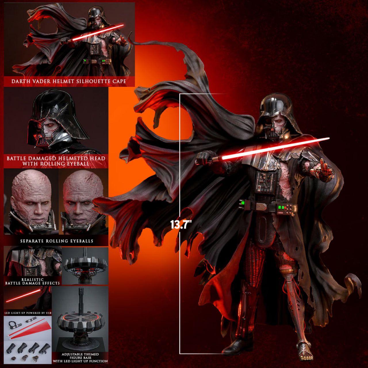 READY🔥Hot Toys DX45 Star Wars Darth Vader (Battle Damaged) (Deluxe Version) 1/6th scale Collectible Figure