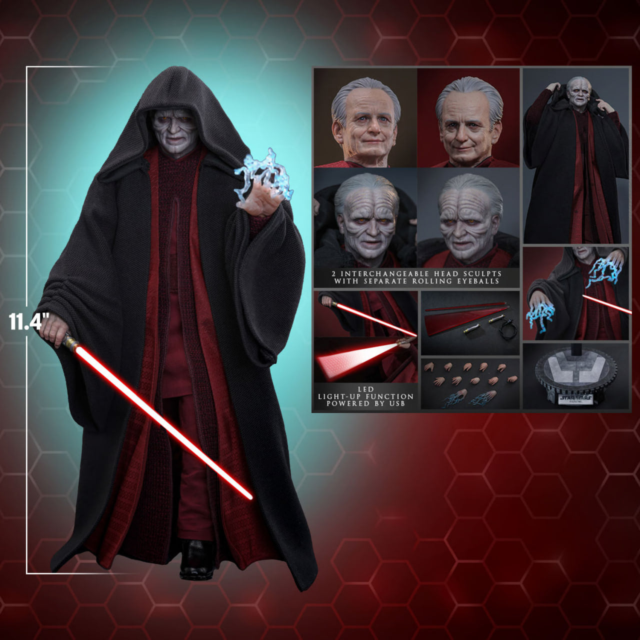 READY🔥Hot Toys MMS805 Star Wars: Episode III Revenge of the Sith 1/6 Palpatine (Darth Sidious) Collectible Figure