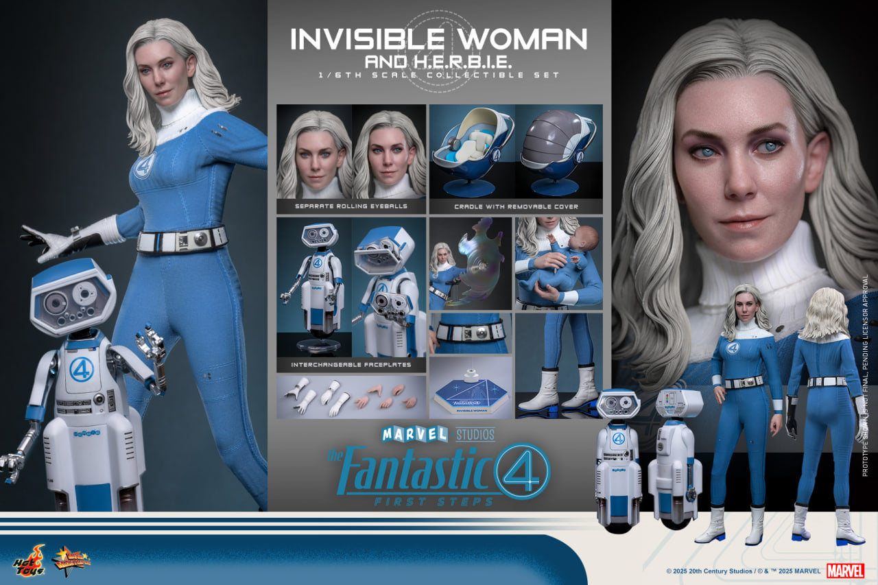 Preorder🔥Hot Toys MMS824B The Fantastic Four: First Steps 1/6th scale Invisible Woman and H.E.R.B.I.E. Collectible Set Special Edition