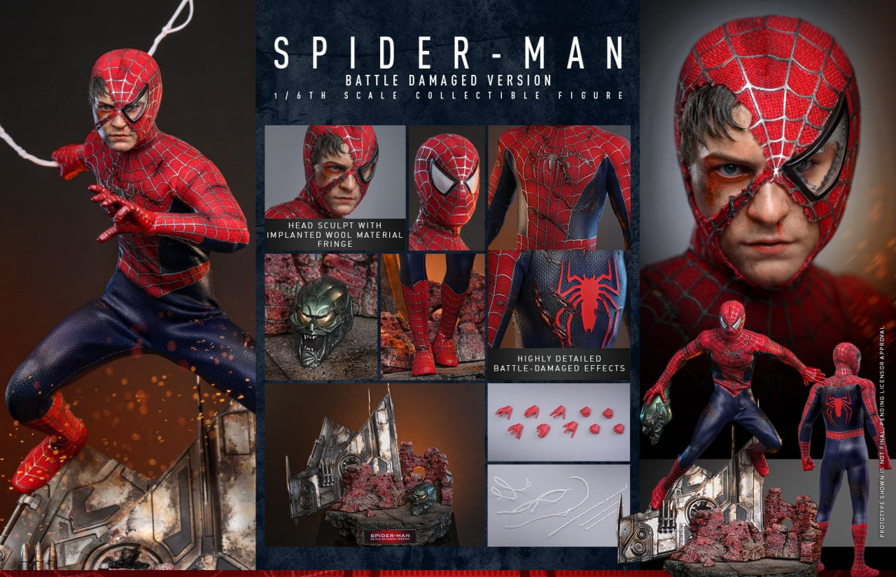 Preorder🔥Hot Toys MMS859 Spider-Man 1/6th scale Spider-Man (Battle Damaged Version) Collectible Figure