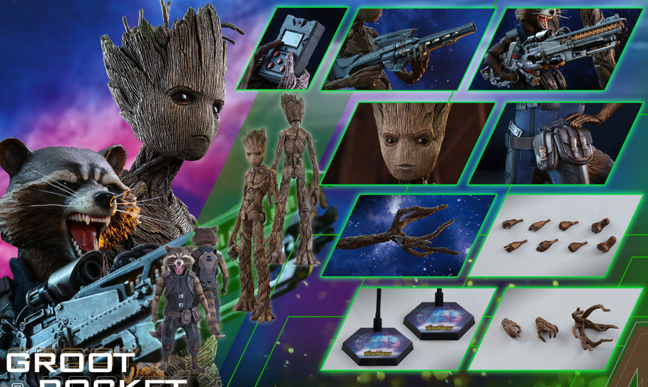 READY🔥Hot Toys MMS476 AVENGERS: INFINITY WAR 1/6 GROOT & ROCKET
